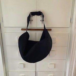 COS mesh/crochet duffle/crescent bag gym/overnight bag navy blue lightweight